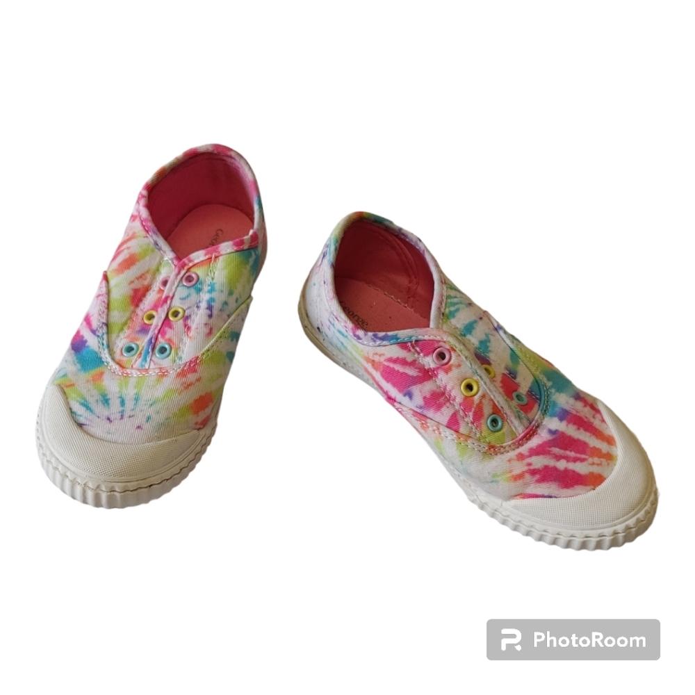 GEORGE Jamie Girls Rainbow Tie Dye Slip On Sneakers Size 13